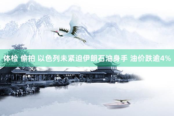 体检 偷拍 以色列未紧迫伊朗石油身手 油价跌逾4%