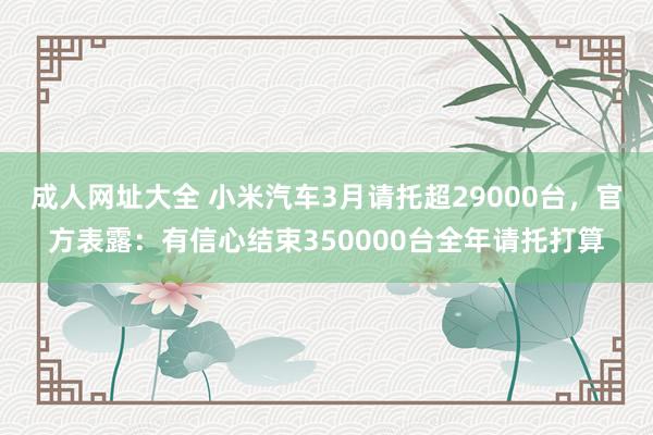 成人网址大全 小米汽车3月请托超29000台，官方表露：有信心结束350000台全年请托打算